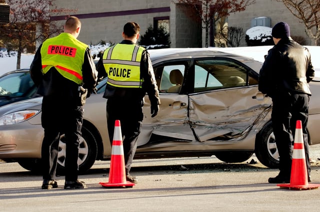 Police Investigating a car accident in Cape Coral, Florida